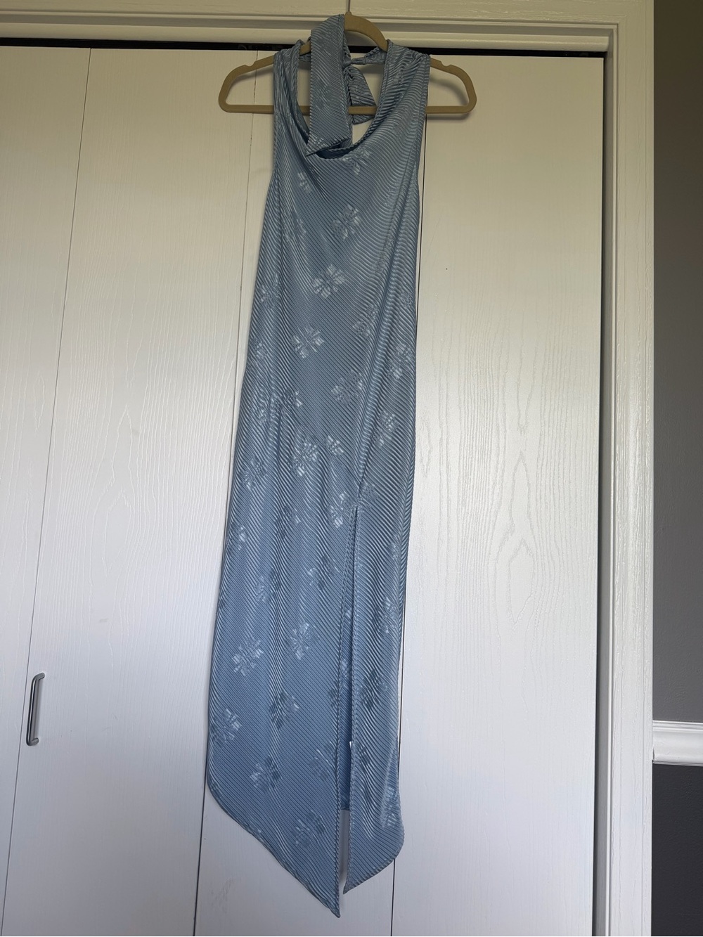 silence + noise Dusty Blue Halter Maxi Dress